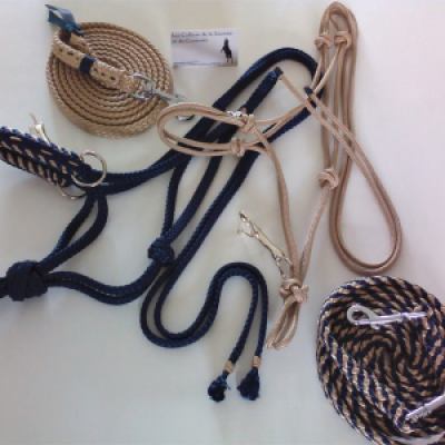 Ensemble Licol en corde + Side Pull + Longe + Rênes - Photo Les Colliers de la Licorne et du Centaure